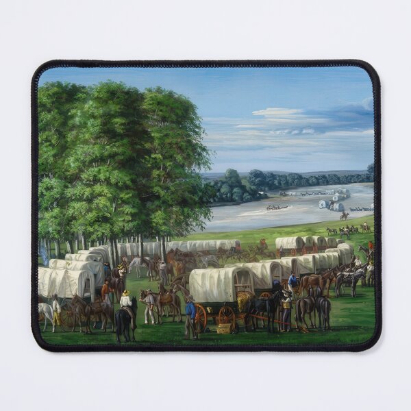 Item preview, Pioneers Crossing Nebraska Plains Wagon Train Frontier Scene designed and sold by TheSoulOfArt.