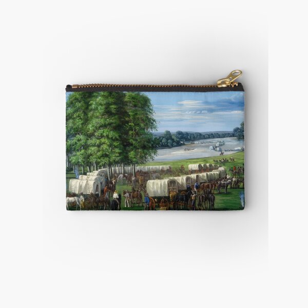 Item preview, Pioneers Crossing Nebraska Plains Wagon Train Frontier Scene designed and sold by TheSoulOfArt.