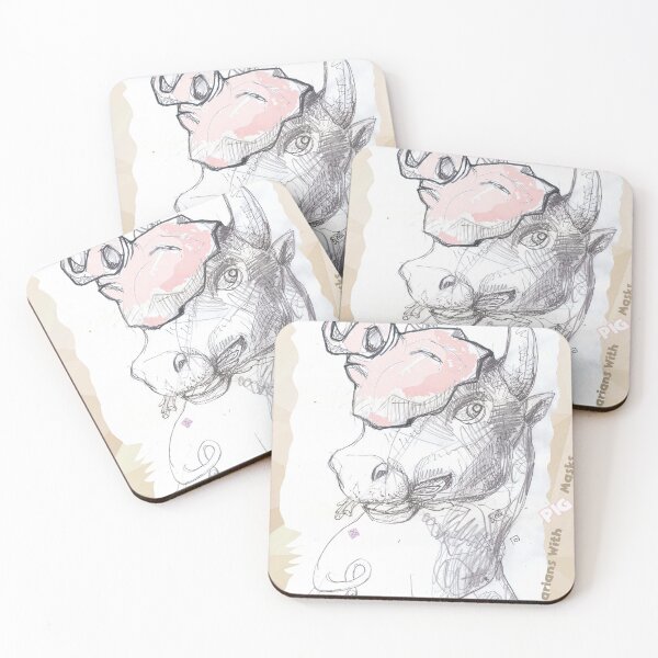 Item preview, Vegetarian Bull With Pig Mask (Original Painting by ACCI) designed and sold by VanyssaGraphics.