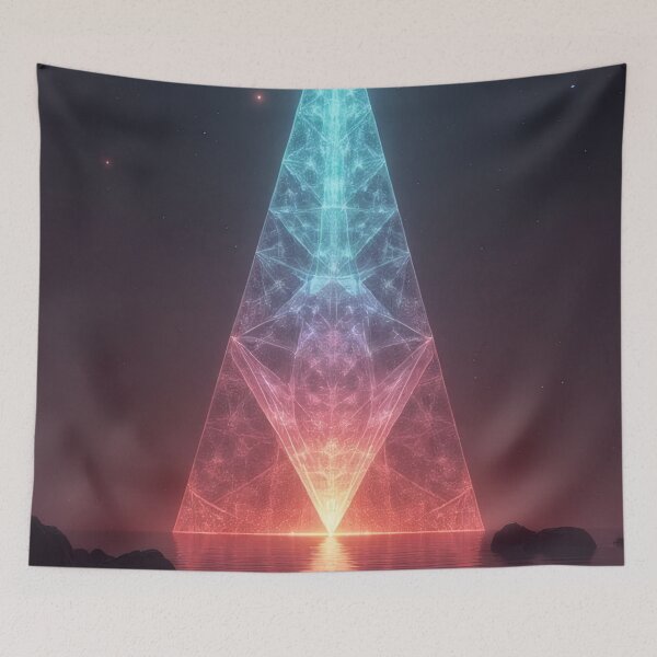 Item preview, Illuminated pyramid by the water under a starry sky designed and sold by Mianku | Für das Leben.