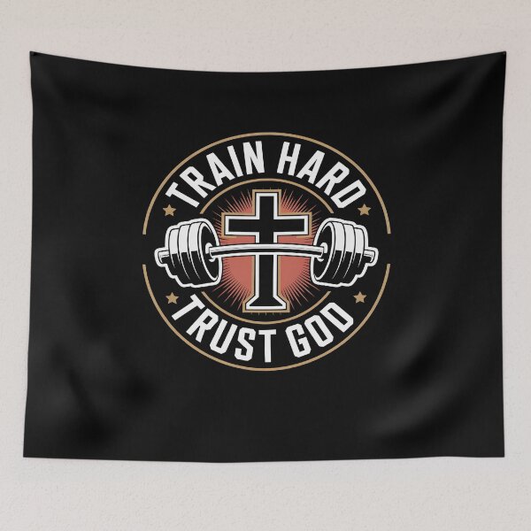 Item preview, Train Hard Trust God Christian Fitness designed and sold by MooonTees.