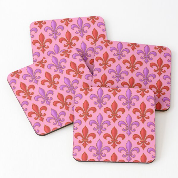 Item preview, Red Purple Fleur-de-lis Design On Pink Background  designed and sold by PatternTitan.