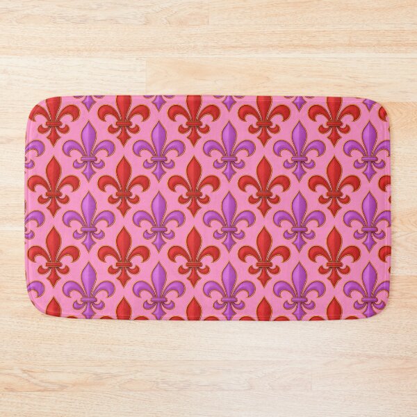 Item preview, Red Purple Fleur-de-lis Design On Pink Background  designed and sold by PatternTitan.
