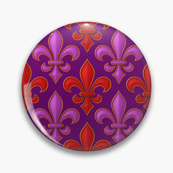 Item preview,  Red Purple Fleur-de-lis Design On Purple Background  designed and sold by PatternTitan.
