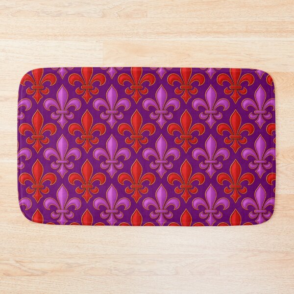 Item preview,  Red Purple Fleur-de-lis Design On Purple Background  designed and sold by PatternTitan.