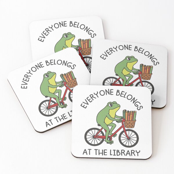 Item preview, Everyone belongs at the library Cute Librarian Frog Book Lover designed and sold by gunaone-design.