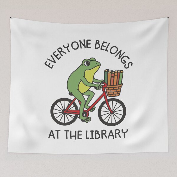 Item preview, Everyone belongs at the library Cute Librarian Frog Book Lover designed and sold by gunaone-design.