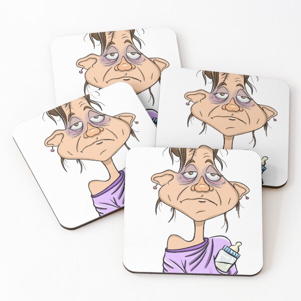 Artikelvorschau, Exhausted Mom Cartoon Character Coffee Motherhood Humor entworfen und verkauft von AlinaSchaferArt.