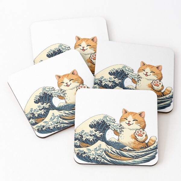 Item preview, Japanese Wave Cat designed and sold by BluebubbleTeashop.