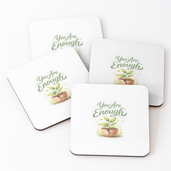 Item preview, You Are Enough Sticker ? | Mental Health Affirmation | Watercolor Plant in Cracked Pot | Self Care Aesthetic designed and sold by SparkVault.