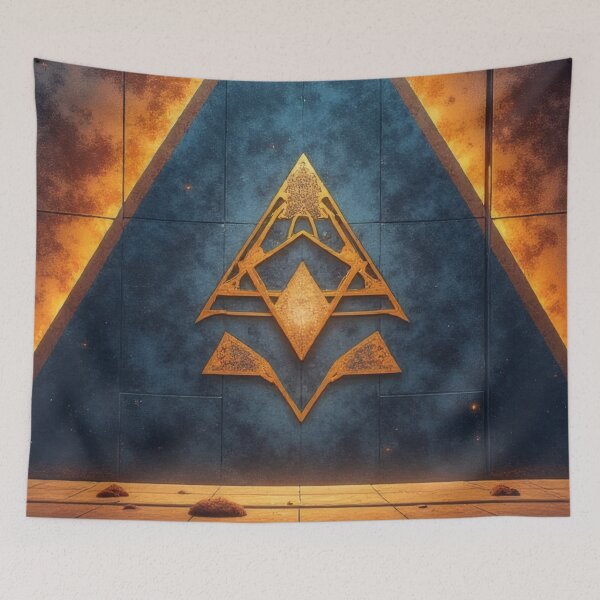Item preview, Golden triangle symbol on a blue background. designed and sold by Mianku | Für das Leben.