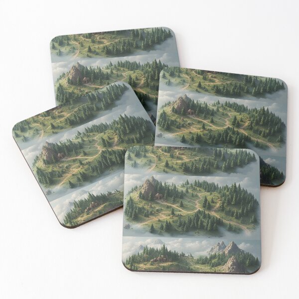 Item preview, Three times green hilly landscape with temples designed and sold by Mianku | Für das Leben.