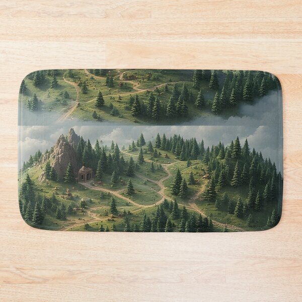Item preview, Three times green hilly landscape with temples designed and sold by Mianku | Für das Leben.