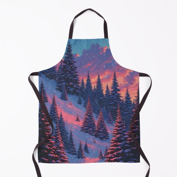 Item preview, Snow-covered slope with fir trees under a pinkish-red evening sky designed and sold by Mianku | Für das Leben.
