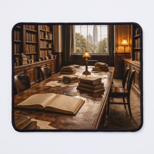 Item preview, Historic London Archive Interior Print | Dark Academia Library Wall Art | Vintage Book Study with Big Ben View designed and sold by Element Horizon Studio.