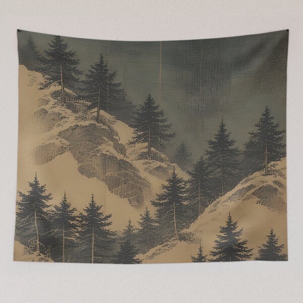 Item preview, Snow-covered mountains with pine trees in winter designed and sold by Mianku | Für das Leben.