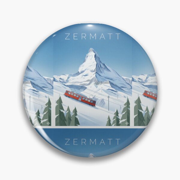 Item preview, Zermatt Matterhorn Poster | Swiss Alps Mountain & Red Train Illustration | Winter Travel Wall Art designed and sold by Witsprings.
