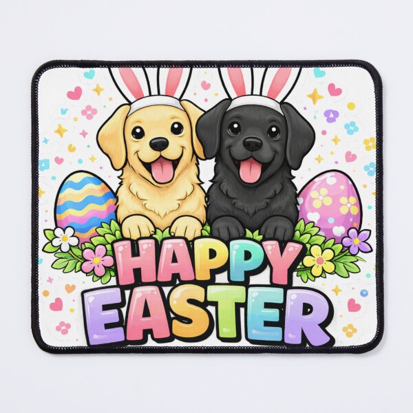 Aperçu de l'œuvre Joyeuses Pâques ! Labrador, lapin, chien, design pastel mignon créée et vendue par MoosElkPL.
