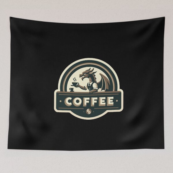 Item preview, Vintage Dragon Coffee Shop Sign Design for Coffee Lovers designed and sold by CyfroweMysli.