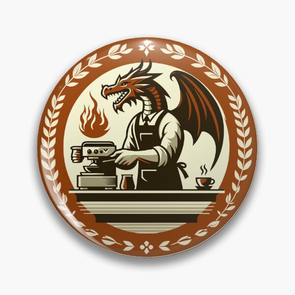Item preview, Vintage Dragon Barista Badge Design for Coffee Lovers and Barista Culture designed and sold by CyfroweMysli.