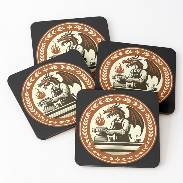 Item preview, Vintage Dragon Barista Badge Design for Coffee Lovers and Barista Culture designed and sold by CyfroweMysli.