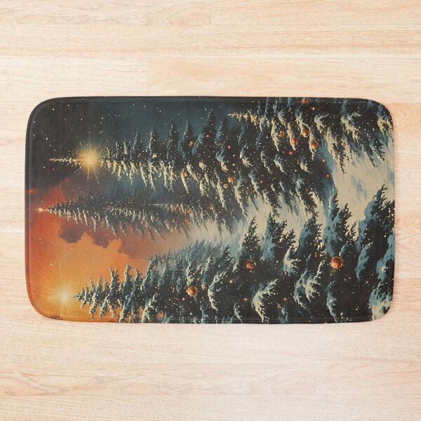 Item preview, Decorated Christmas trees at a snowy sunset designed and sold by Mianku | Für das Leben.