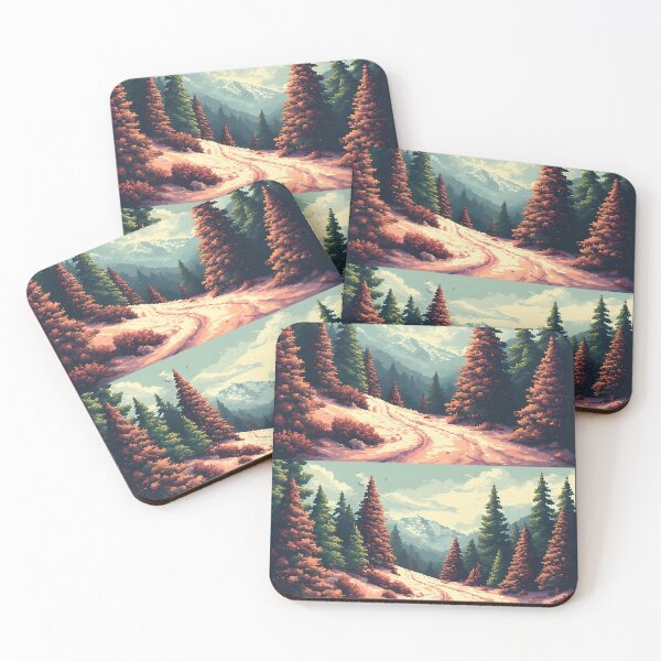 Item preview, Triptych pixel art coniferous tree panels designed and sold by Mianku | Für das Leben.