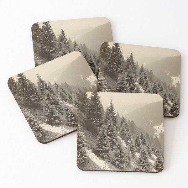 Item preview, Monochrome photograph of a fir forest in 1940s style designed and sold by Mianku | Für das Leben.