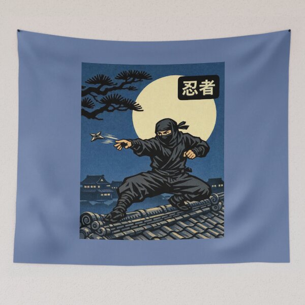 Item preview, Classic Ukiyo-e Edo Ninja on Rooftop designed and sold by SakuraMarket26.