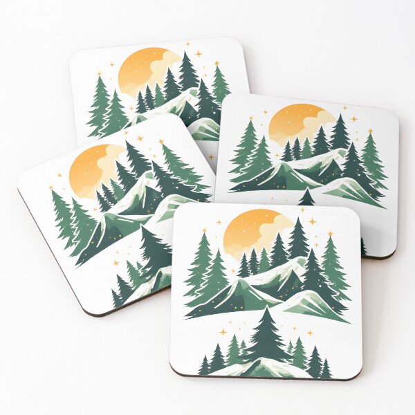 Item preview, Mountains, pine trees and stars landscape design designed and sold by Mianku | Für das Leben.
