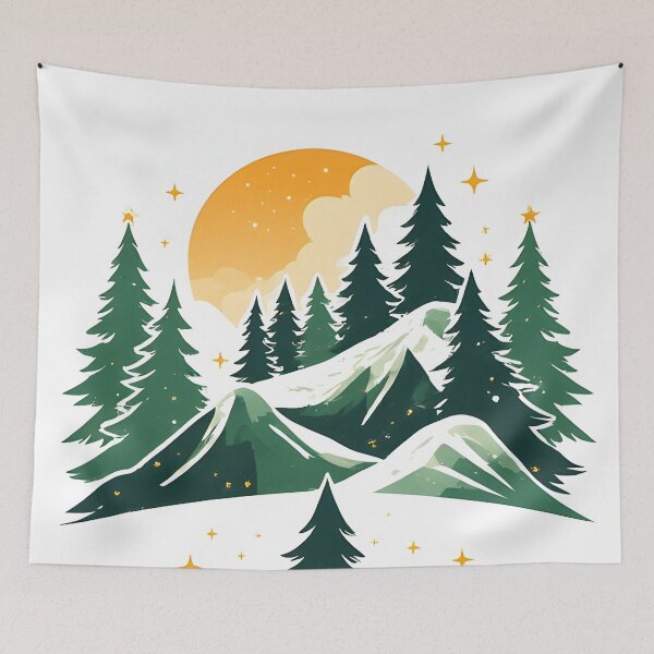 Item preview, Mountains, pine trees and stars landscape design designed and sold by Mianku | Für das Leben.