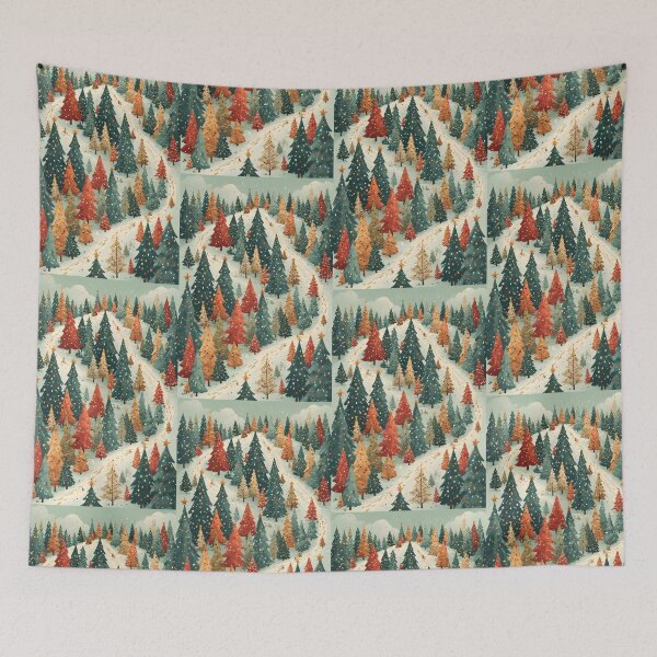 Item preview, Wintery Christmas tree landscape with snow-covered path designed and sold by Mianku | Für das Leben.