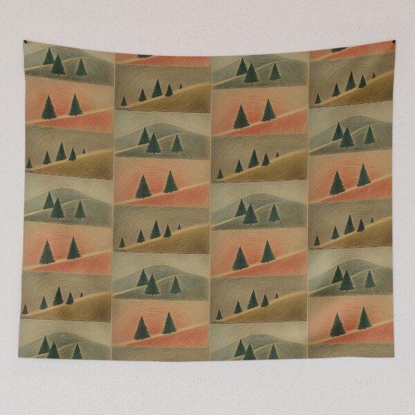 Item preview, Simple mountains with fir trees in three panels designed and sold by Mianku | Für das Leben.