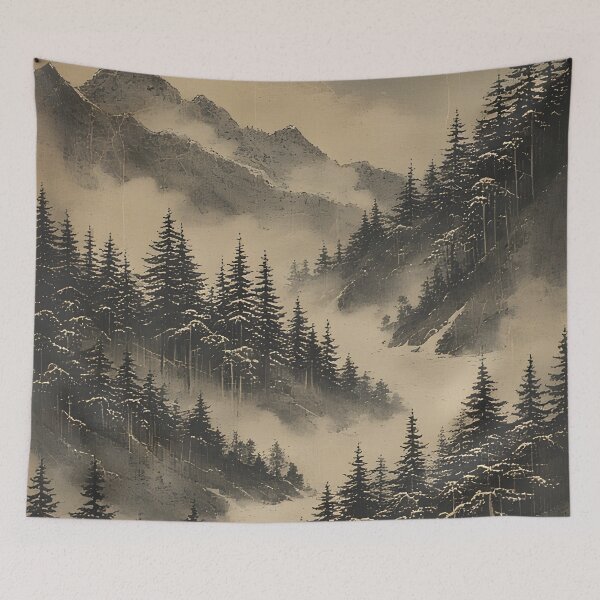 Item preview, Asian mountain landscape covered in snow designed and sold by Mianku | Für das Leben.