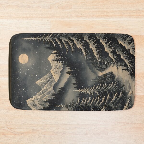 Item preview, Mountain landscape shrouded in snow under moonlight designed and sold by Mianku | Für das Leben.