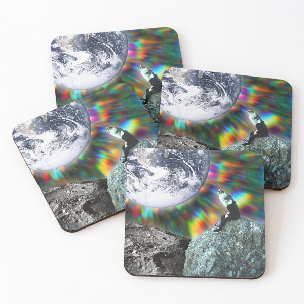 Item preview, Human Wolf Howling At Earth Surreal Digital Collage Print designed and sold by Julia Sol.
