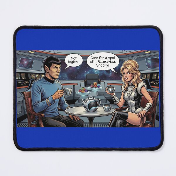 Item preview, Space Goddess Tea Break | Vulcan Logic vs Future-Tea | Retro Sci-Fi Humor Art Print designed and sold by SammyMorry.
