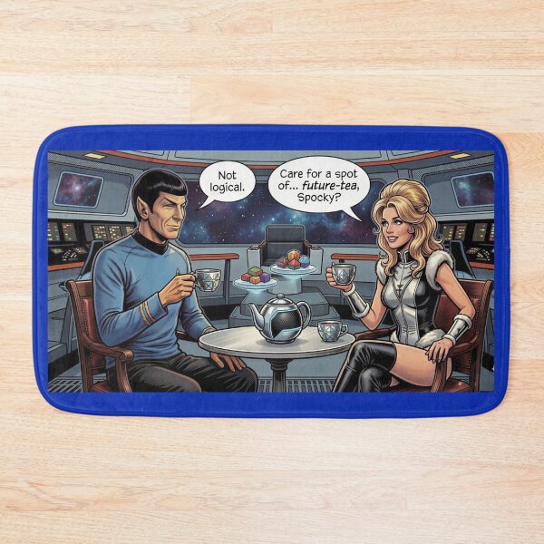 Item preview, Space Goddess Tea Break | Vulcan Logic vs Future-Tea | Retro Sci-Fi Humor Art Print designed and sold by SammyMorry.