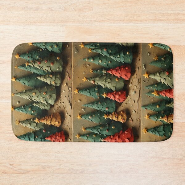 Item preview, Christmas trees made of modeling clay on a brown divided background designed and sold by Mianku | Für das Leben.
