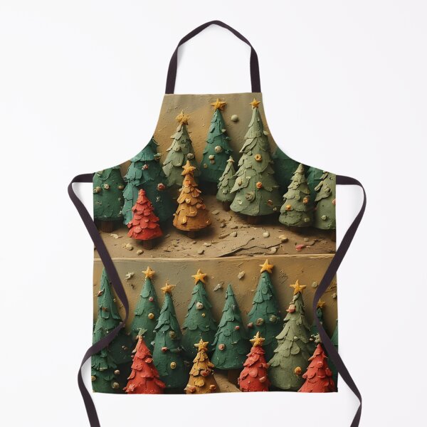 Item preview, Christmas trees made of modeling clay on a brown divided background designed and sold by Mianku | Für das Leben.