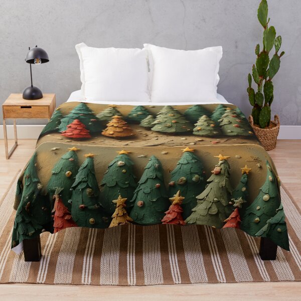 Item preview, Christmas trees made of modeling clay on a brown divided background designed and sold by Mianku | Für das Leben.