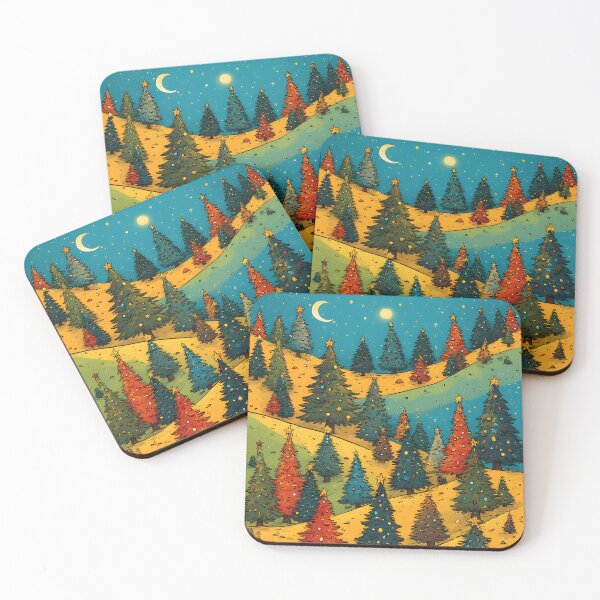 Item preview, Decorated Christmas trees on a yellow-green meadow designed and sold by Mianku | Für das Leben.