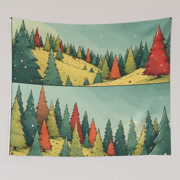 Item preview, Christmas trees covered in snow on a green meadow designed and sold by Mianku | Für das Leben.