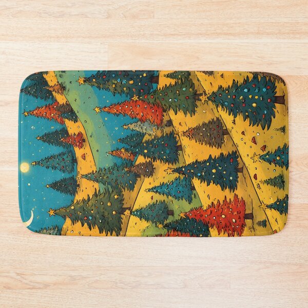 Item preview, Decorated Christmas trees on a yellow-green meadow designed and sold by Mianku | Für das Leben.