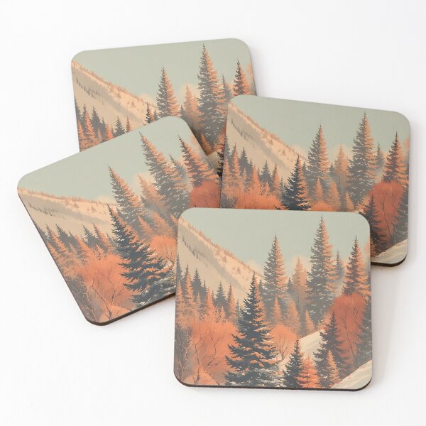 Item preview, Scenic mountain landscape at sunset with pine trees and snow designed and sold by Mianku | Für das Leben.