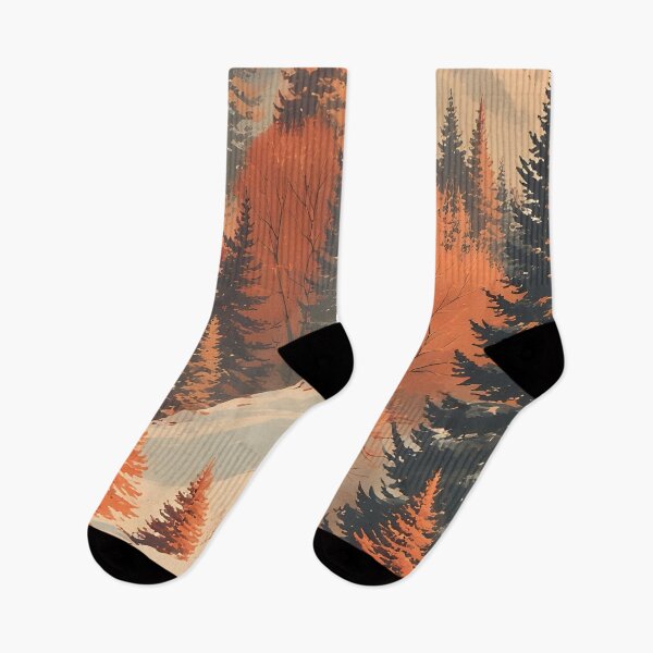 Item preview, Scenic mountain landscape at sunset with pine trees and snow designed and sold by Mianku | Für das Leben.
