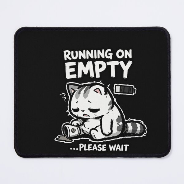 Item preview, Running On Empty Cat Shirt Funny Exhausted Cat Meme Low Battery Tired Cat Coffee Lover Tee designed and sold by AdicretorDesign.
