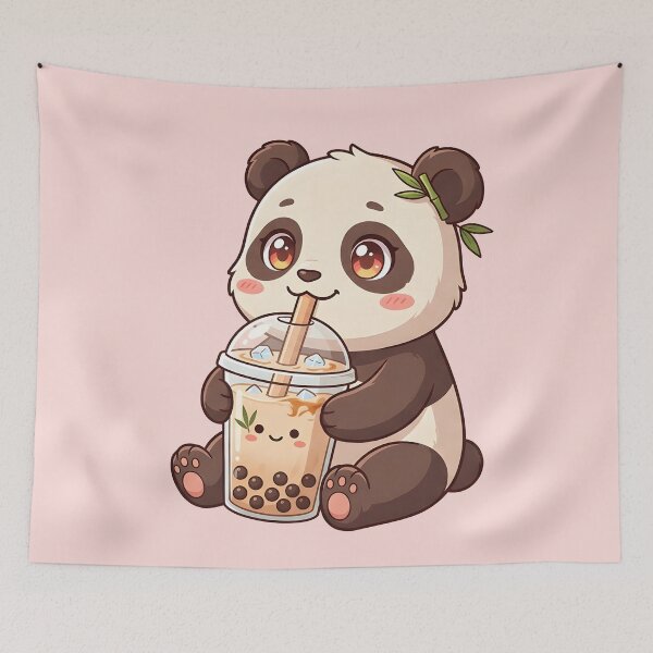 Item preview, Kawaii Anime Panda Drinking Bubble Tea - Cute Boba Lover designed and sold by WalterAdd.