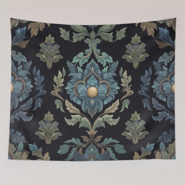 Item preview, Elegant Blue Baroque Damask Pattern designed and sold by RidaSalArt.