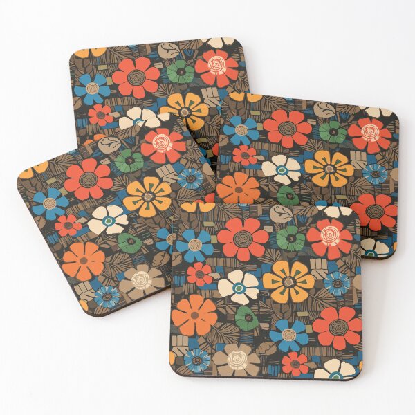 Artikelvorschau, Retro-Blumenmuster, hell und farbenfroh entworfen und verkauft von RidaSalArt.